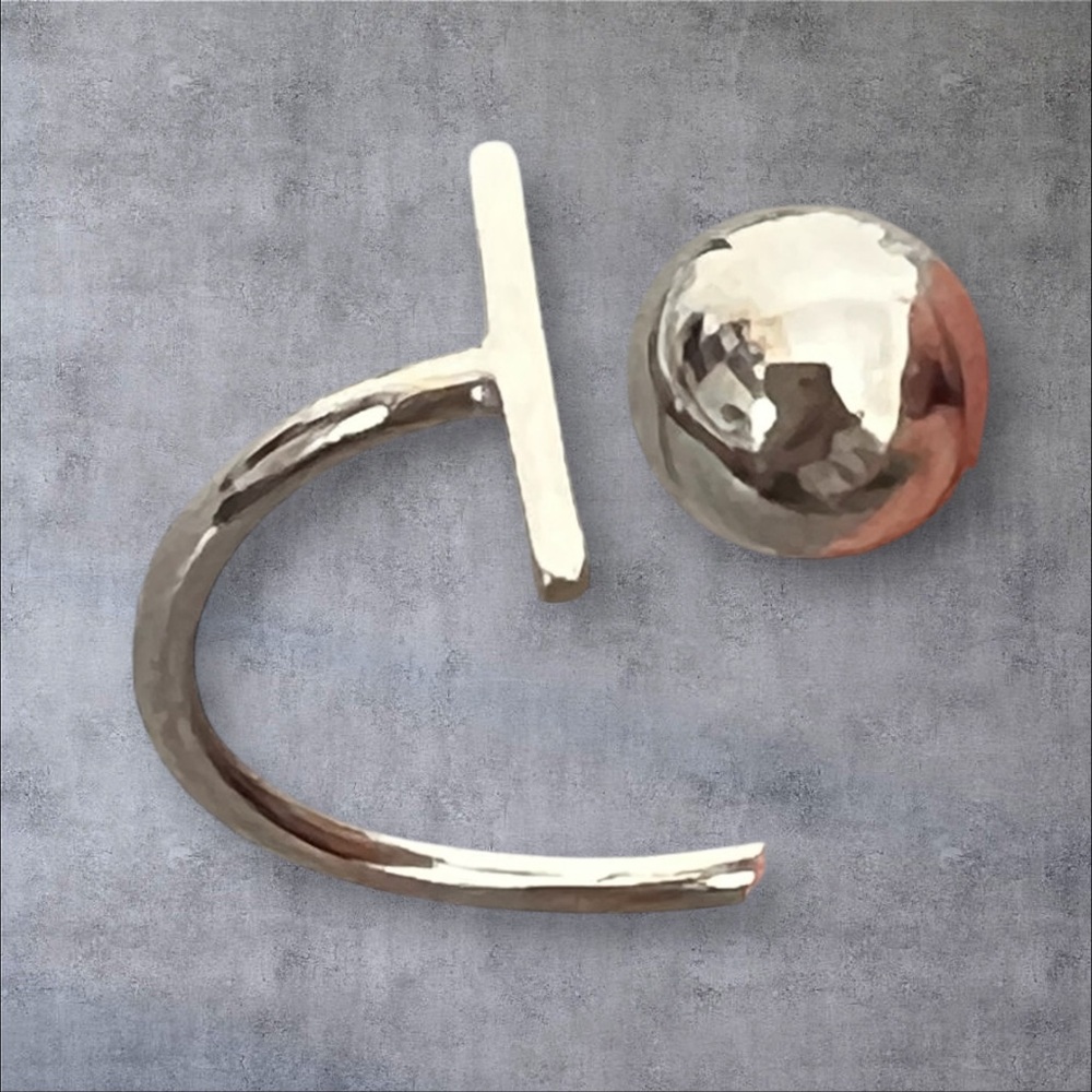 Silver Ring Adjustable Size Ball Design - image 5